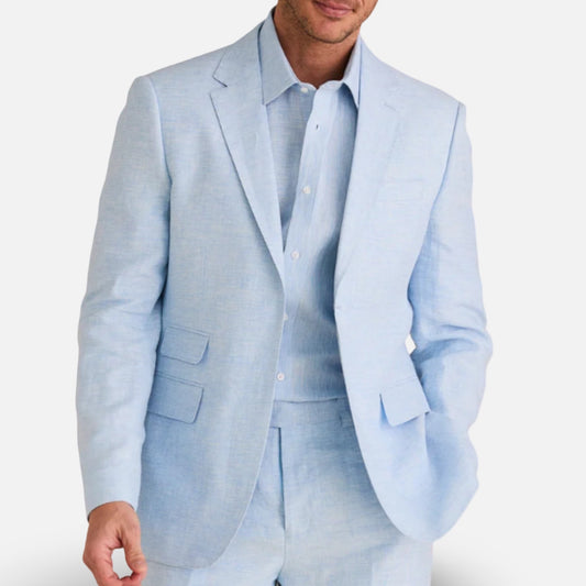 Inserch Sky Blue Linen Blazer – Slim Fit, 100% Linen