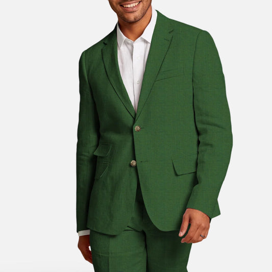 Inserch Emerald Green Linen Blazer – Slim Fit, 100% Linen