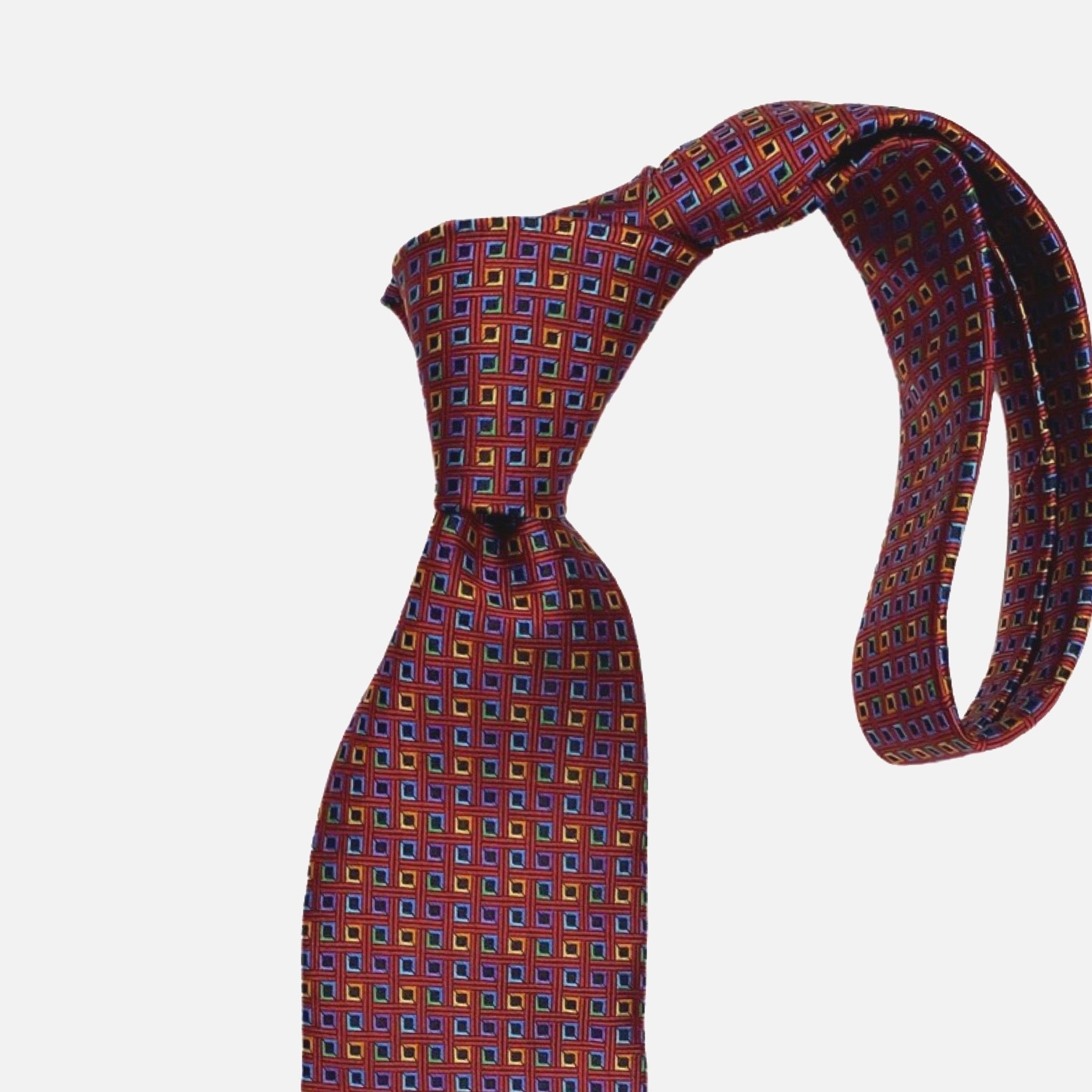 Premium Silk Textured Tie Mini Square Multi Color | Made in USA