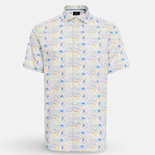 Luchiano Visconti Men’s Short Sleeve Modern Fit Shirt SEFSSB52 – Coastal Print