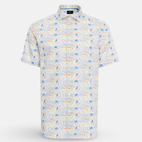 Luchiano Visconti Men’s Short Sleeve Modern Fit Shirt SEFSSB52 – Coastal Print