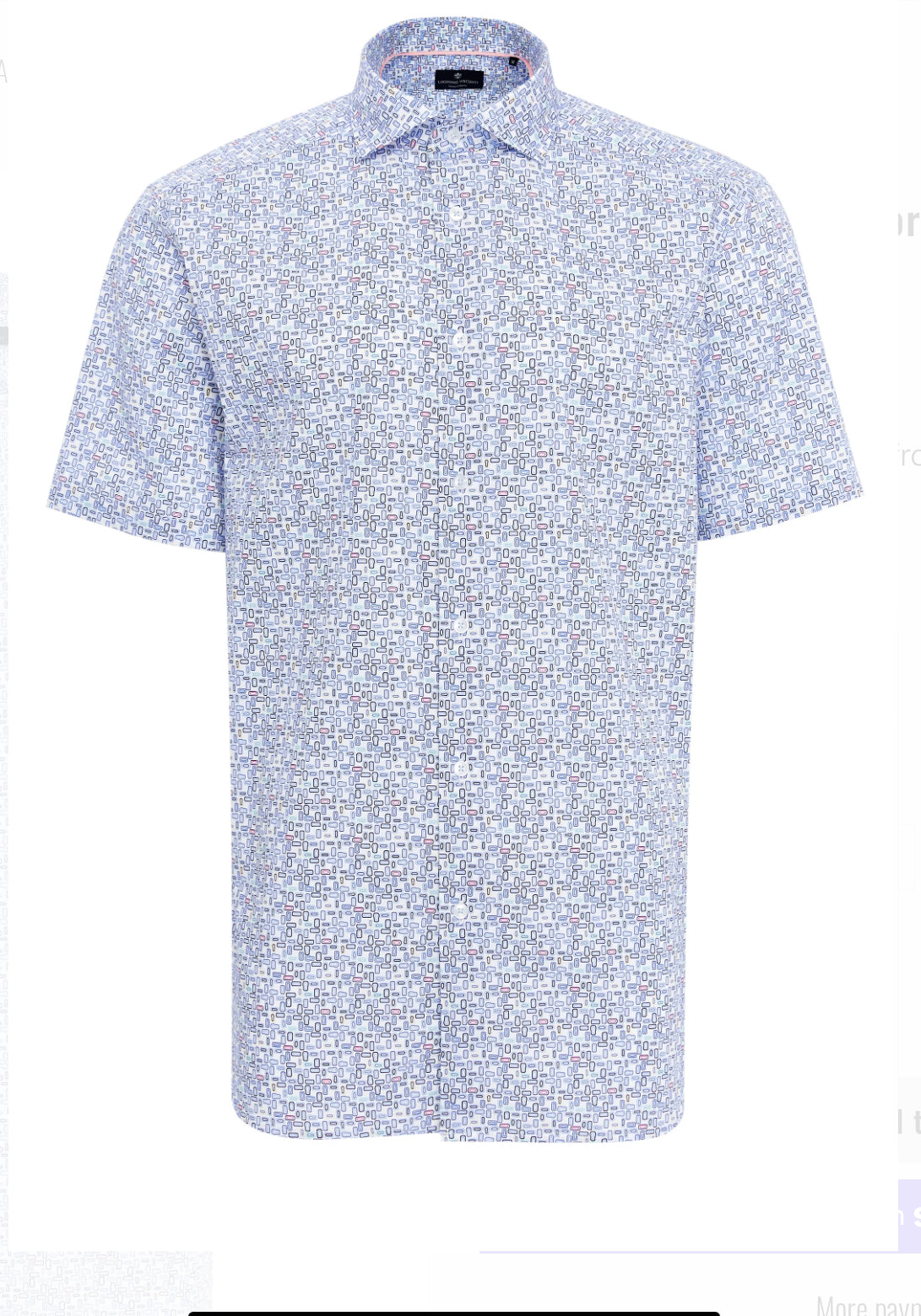 Luchiano Visconti Men’s Short Sleeve Modern Fit Shirt SEFSGR52 – Blue Geometric Print