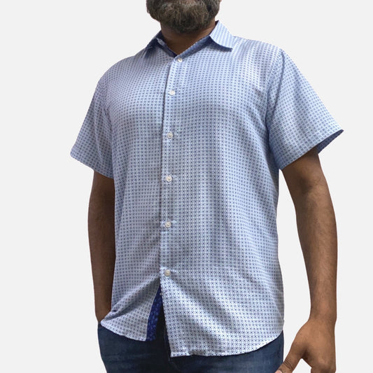 Mens Blue Short Sleeve Summer Shirt | Slim Fit