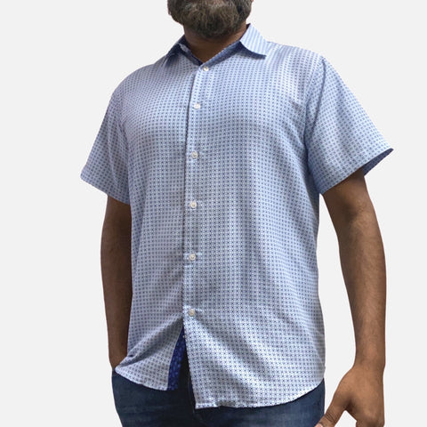 Clearance | Mens Blue Short Sleeve Summer Shirt | Slim Fit | size XL