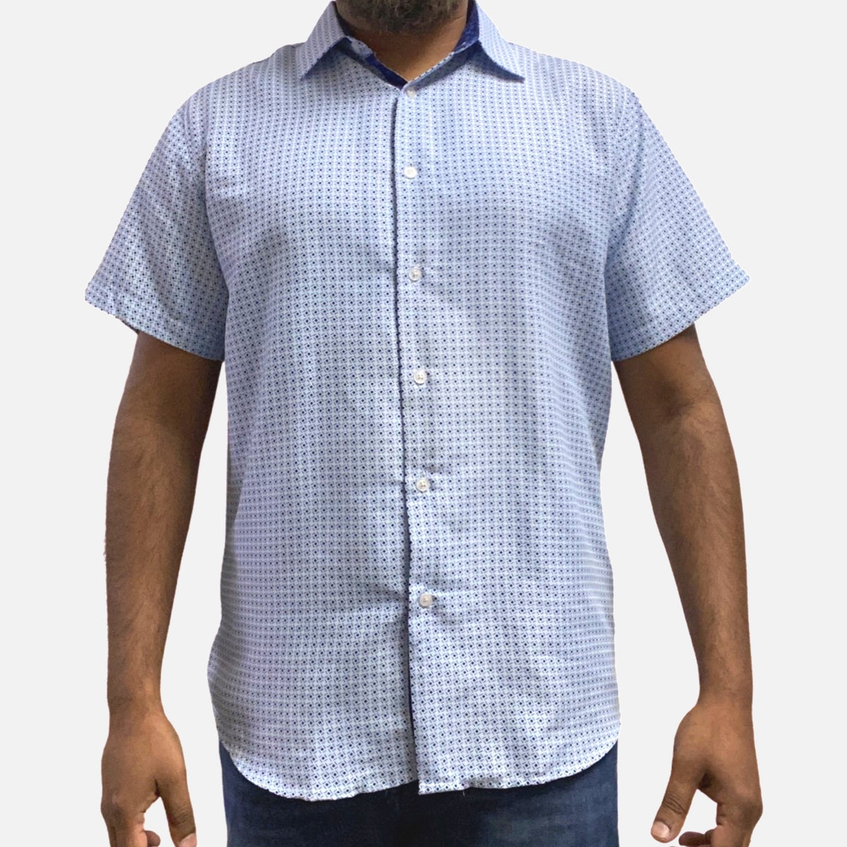 Mens Blue Short Sleeve Summer Shirt | Slim Fit