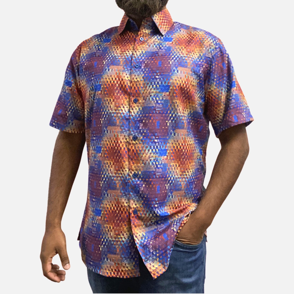 Men’s Multi Color Summer Short Sleeve Shirt | Classic Fit