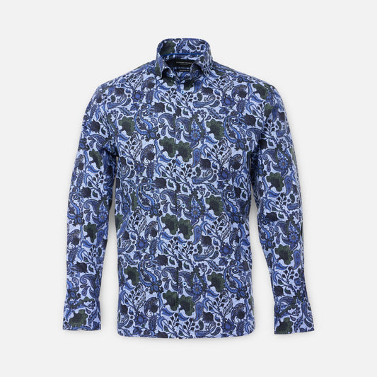 Luchiano Visconti Blue Paisley Button up Shirt