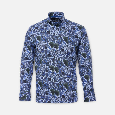 Luchiano Visconti Blue Paisley Button up Shirt