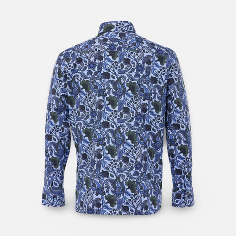 Luchiano Visconti Blue Paisley Button up Shirt