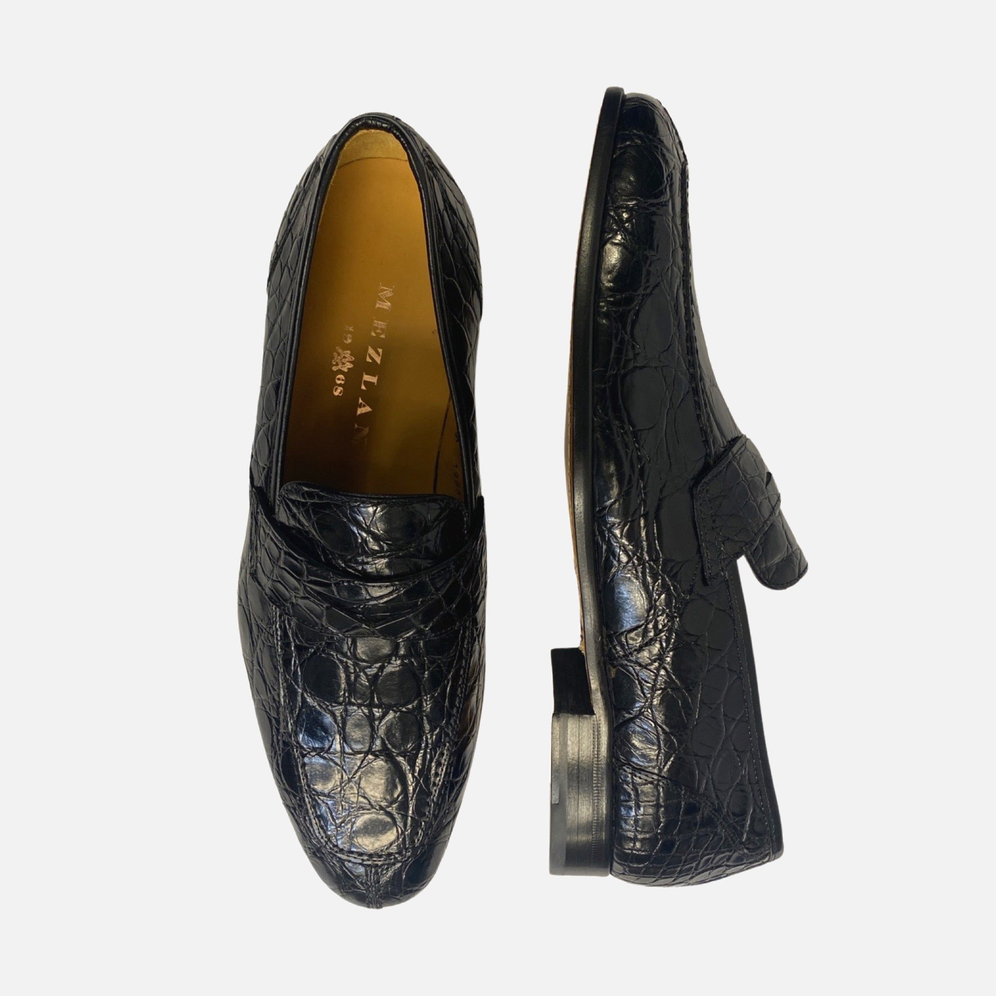 Mens crocodile loafer shoe black Mezlan 4993-C