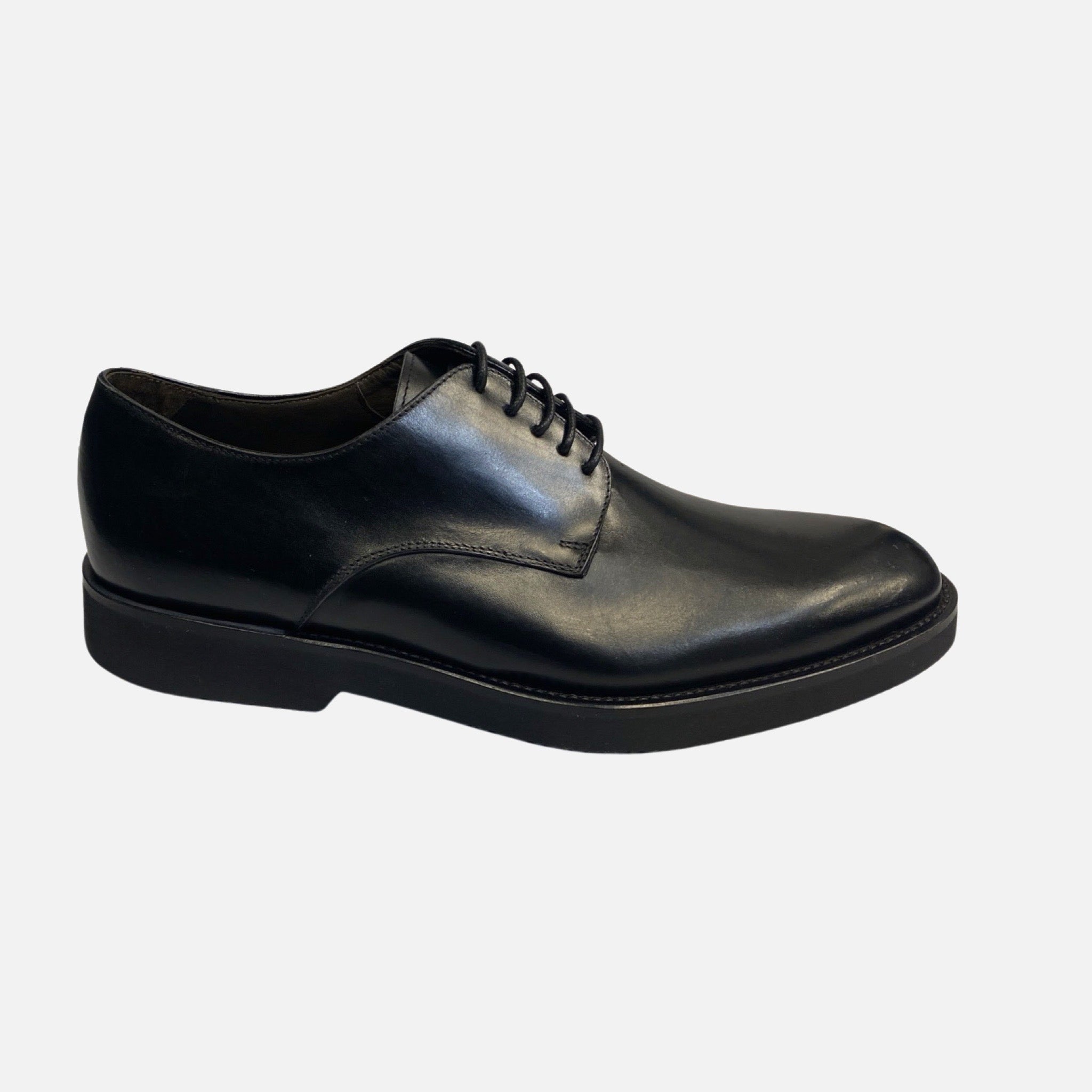 La Ferra Black Italian Plain Toe Shoe - Vibram Outsole | Clearance