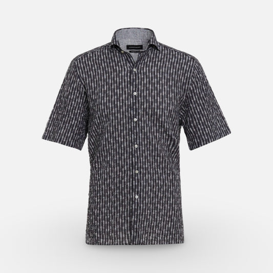 Men’s Luchiano Visconti Short Sleeve Seersucker Shirt | Grey stripe