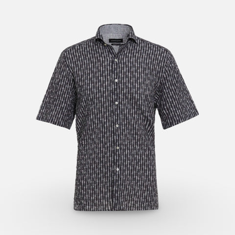 Men’s Luchiano Visconti Short Sleeve Seersucker Shirt | Grey stripe