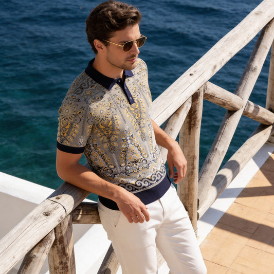 Prestige Polo Collar Summer Knit Pull over shirt | CMK-6009 Navy