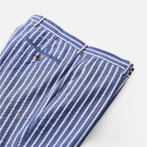 Inserch Wide Striped Seersucker Suit River Blue