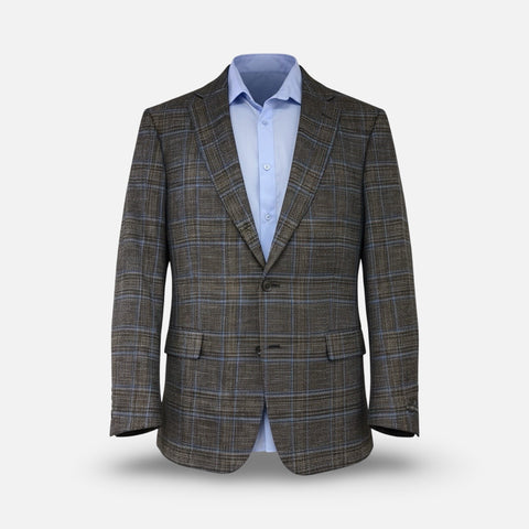 Jean Paul Germain Men’s Brown Plaid Textured Blazer