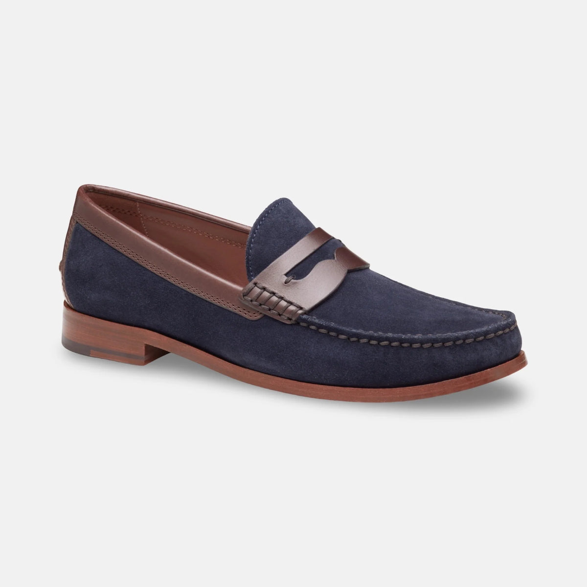Johnston & Murphy Baldwin Penny Loafer Navy Waxed English Suede