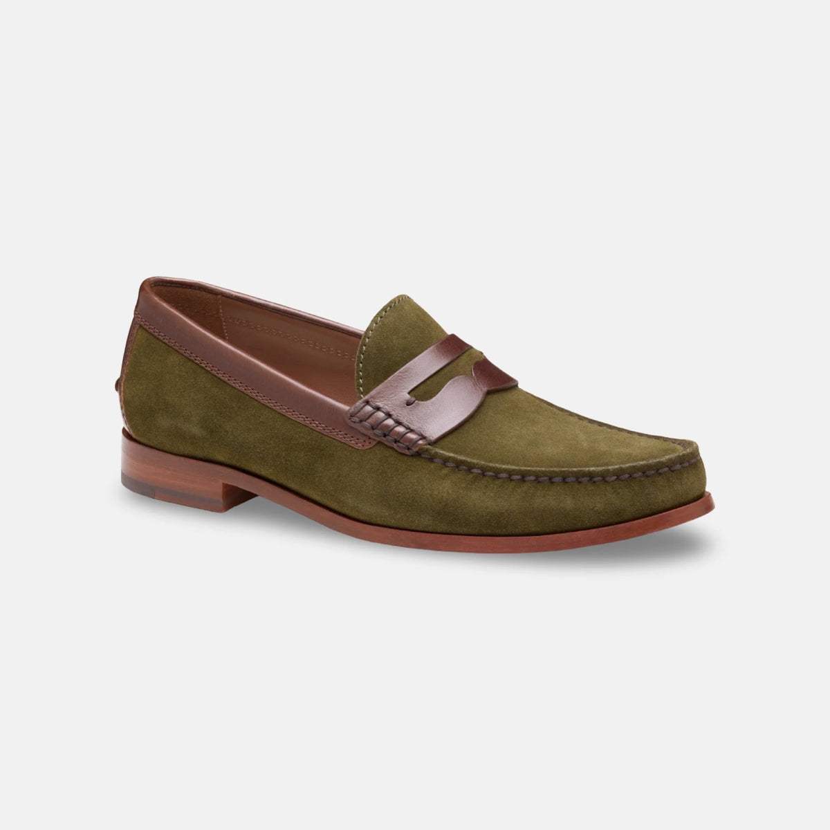 Johnston & Murphy Baldwin Penny Loafer Olinve Waxed English Suede