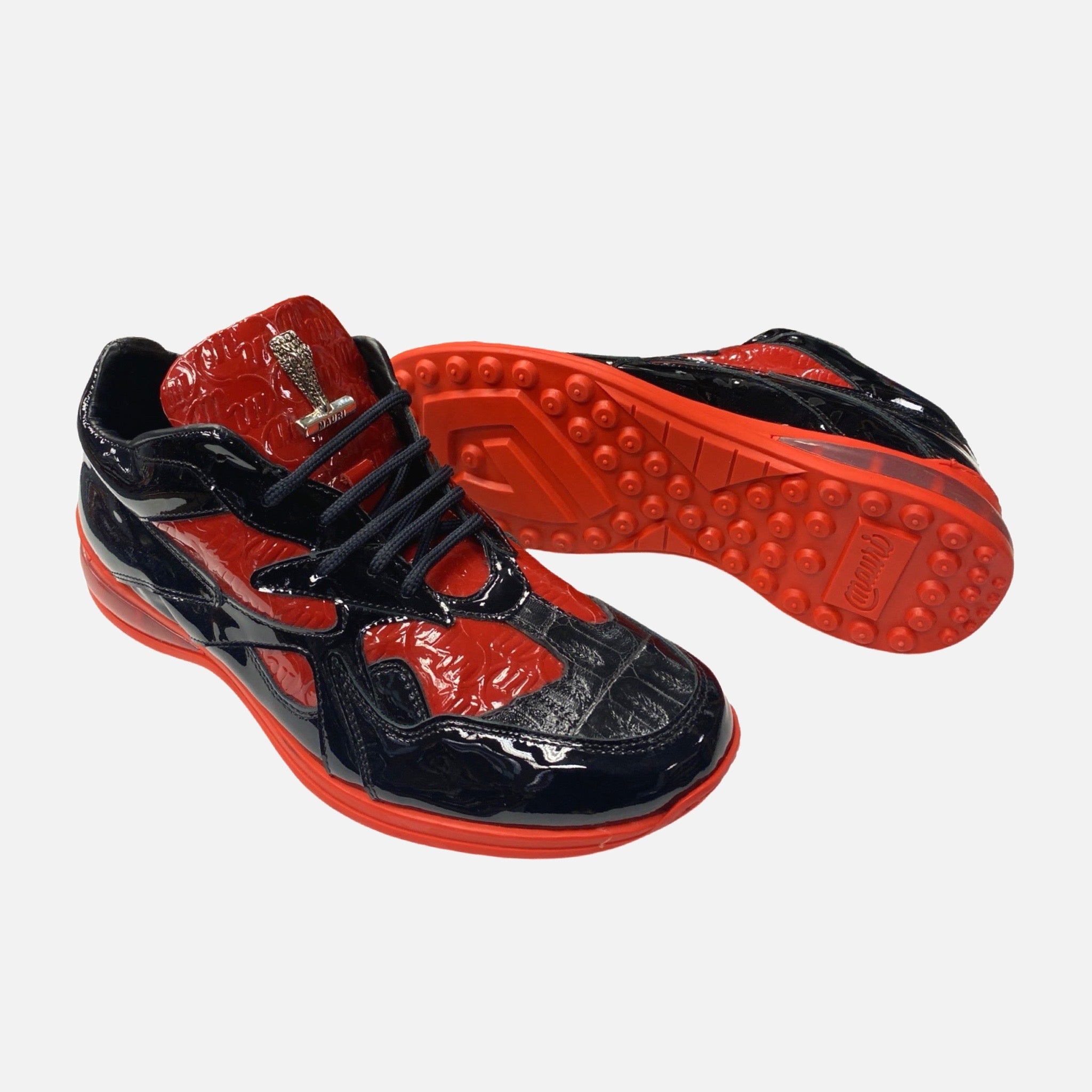 Mauri Black/red sneaker baby croc and patent leather