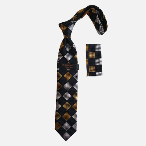 Steven Land Silk tie and Hanky “BW2425” Black