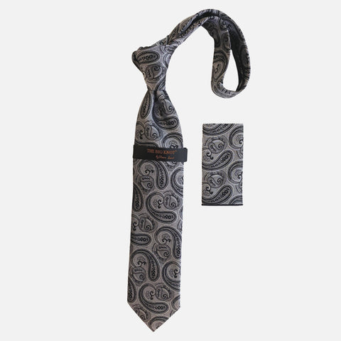 Steven Land Pailsey Silk Tie and Hanky “BW2436” Black/White