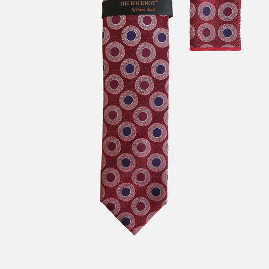 Steven Land “BW2401” Red Silk Tie and Hanky