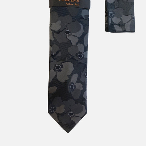 Steven Land “BW2404” Black Silk Tie and Hanky