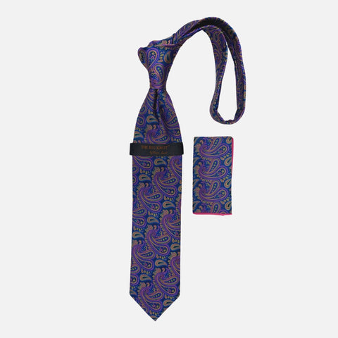 Steven Land “BW2410” Purple Silk Tie and Hanky