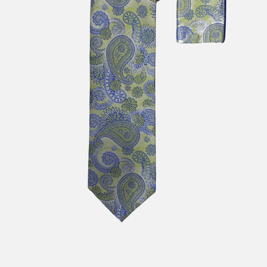 Steven Land “BW2430” LIme Silk Tie and Hanky