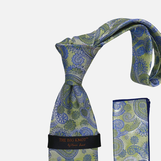 Steven Land “BW2430” LIme Silk Tie and Hanky