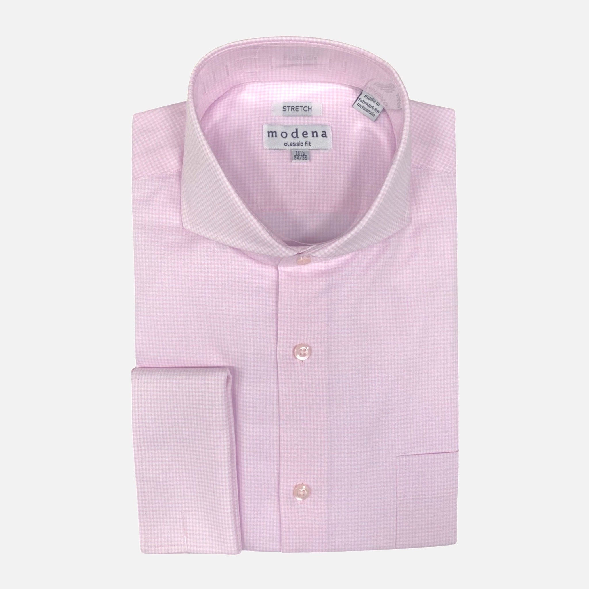 Men’s Pink Mini Check Dress Shirt with French Cuff | Classic Fit