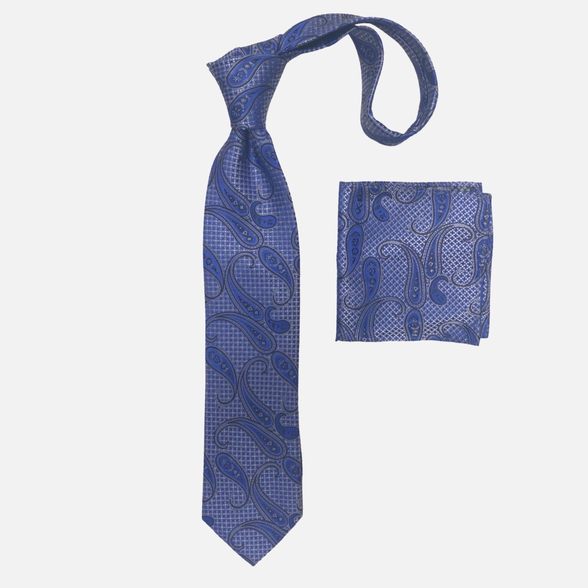 Blue Paisley Premium Silk Tie and Hanky Set | Dolce Vita Fashions