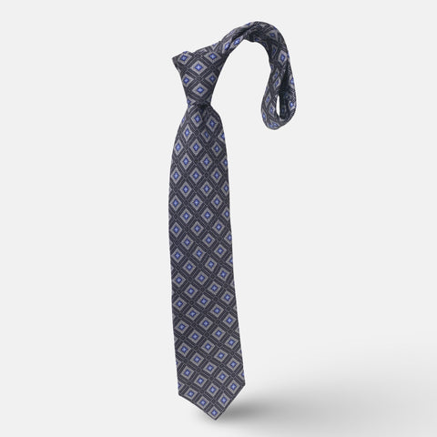 JZ Richards 100% Silk Black and Blue Diamond. Medallion pattern Tie