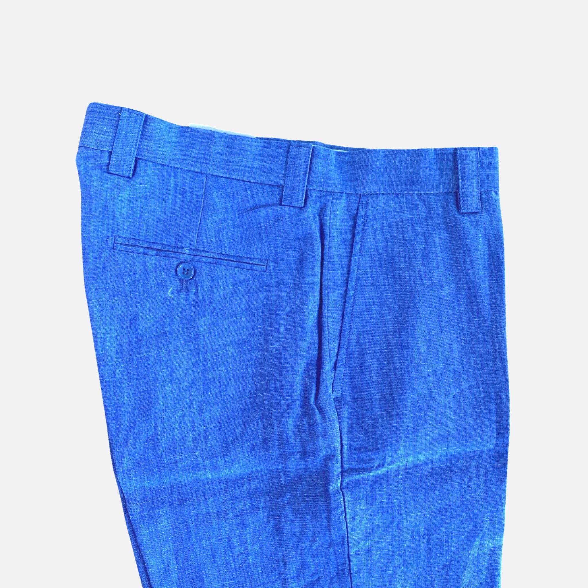 Classic Fit Blue Wave Linen Pants for Men - 100% Linen, Flat Front