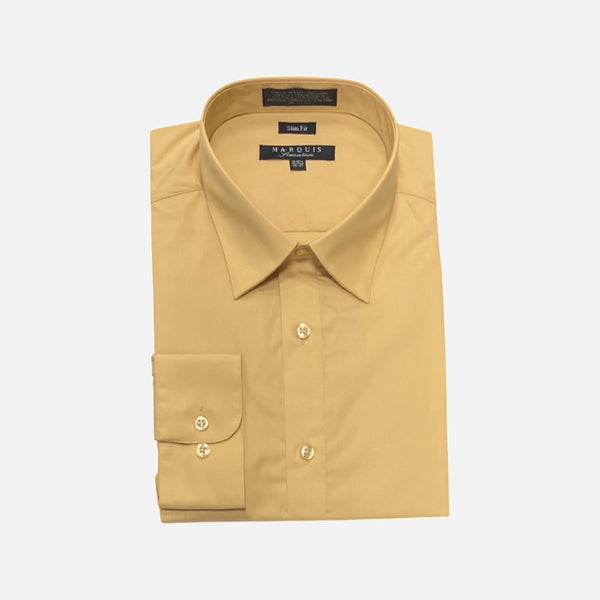 Men's Slim Fit Champagne/Gold Dress Shirt | Plain Cuff | 60% Cotton 40 Dolcevitafashions Men's Slim Fit Champagne/Gold Dress Shirt | Plain Cuff | 60% Cotton 40 Dolcevitafashions