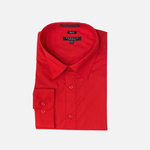 Mens Slim Fit Red Dress Shirt | Plain Cuff | 60% Cotton 40% Polyester 14.5 (32-33) Mens Slim Fit Red Dress Shirt | Plain Cuff | 60% Cotton 40% Polyester 14.5 (32-33)