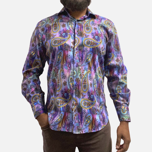 Men’s designer sport shirt by Luchiano Visconti paisley 