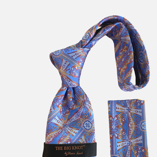 100% Silk Big knot tie Blue