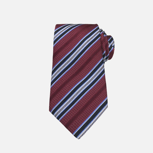 Burgundy silk striped tie for men