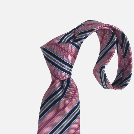 100% silk tie for men, pink, textured fabrication