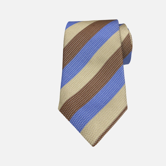 Brown, Beige, Blue Silk Tie