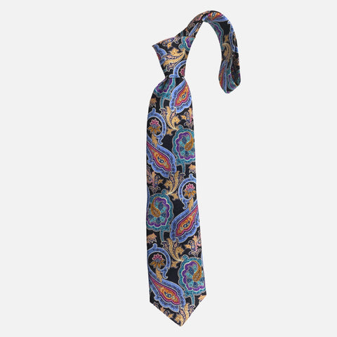 JZ Richards Black Paisley Multi Color Necktie