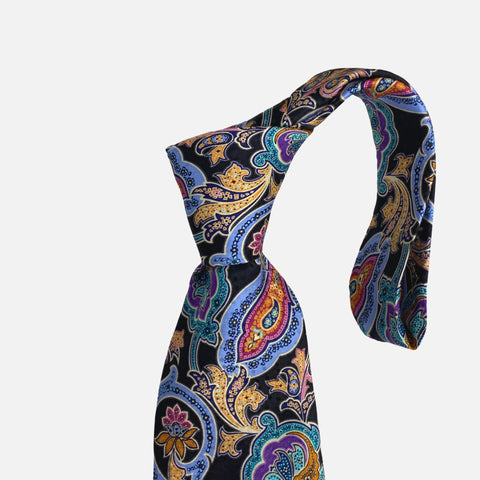 JZ Richards Black Paisley Multi Color Necktie