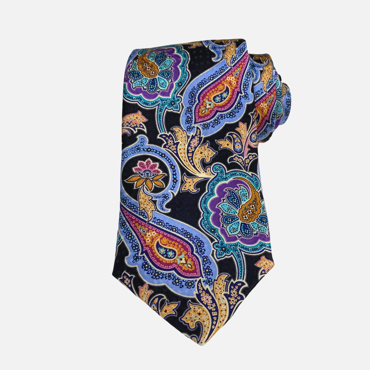 JZ Richards Black Paisley Multi Color Necktie