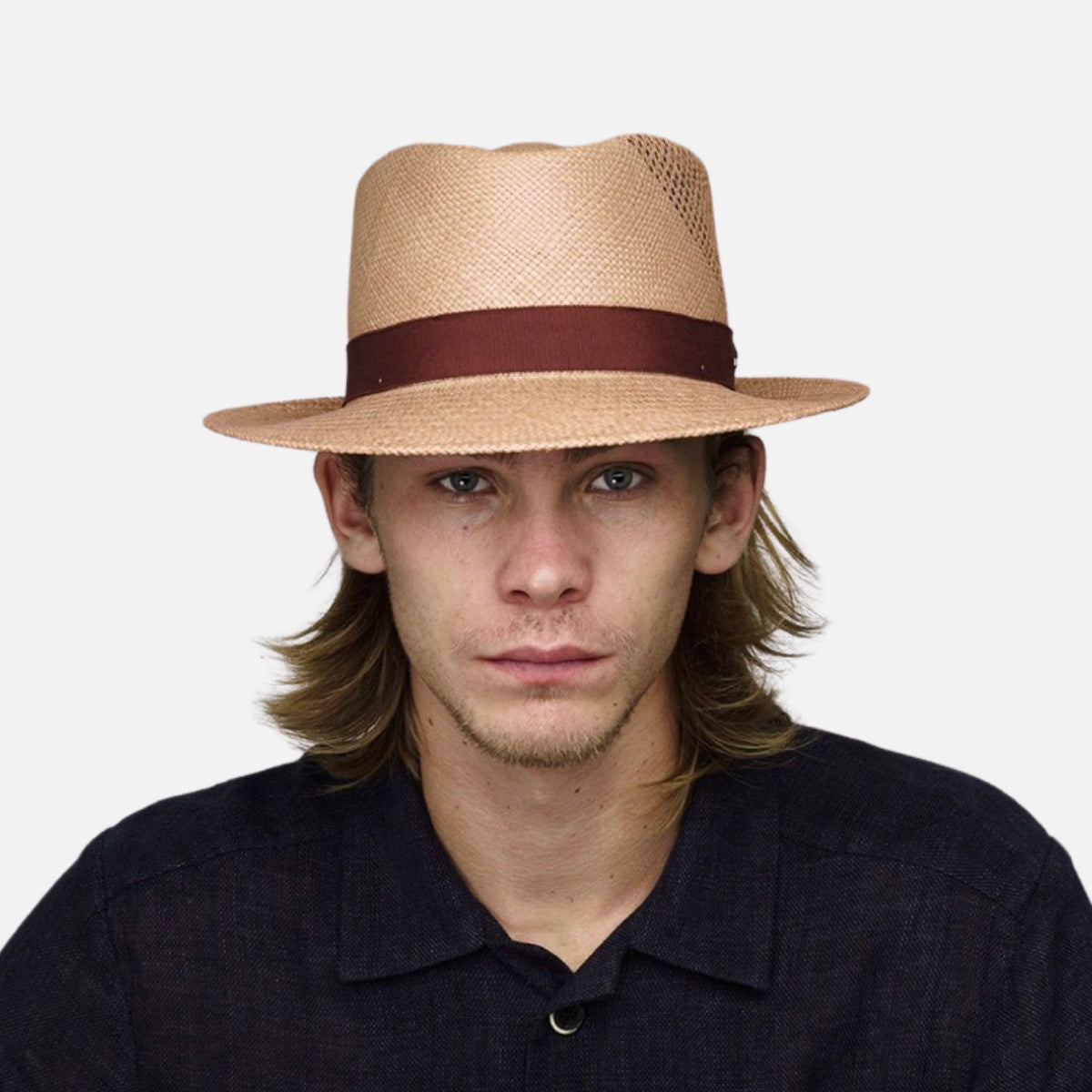 Narrow Brim Hurtle Diamond Crown Genuine Panama Fedora - Made in USA with Toquilla Palm Straw