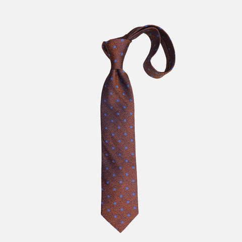 Bruno Piattelli Hand Made Silk Tie | Burnt Orange  Floral Rosette Motif