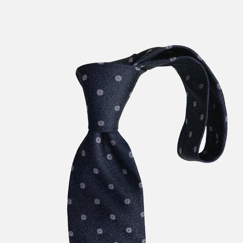Bruno Piattelli Hand Made Silk Tie | Black Floral Rosette Motif