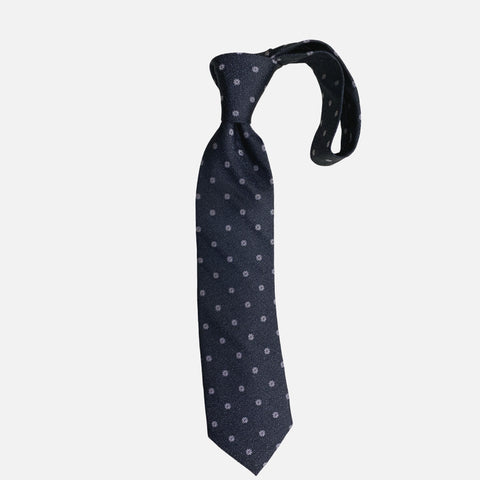 Bruno Piattelli Hand Made Silk Tie | Black Floral Rosette Motif