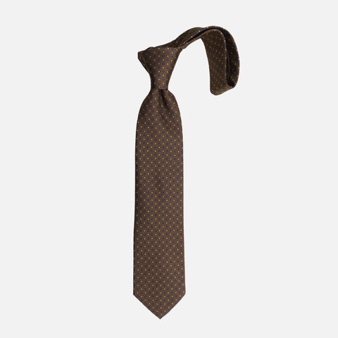 Bruno Piattelli Hand Made Silk Tie | Brown Polka Dot