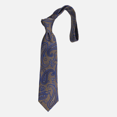 Bruno Piattelli Hand Made Silk Tie | Brown Paisley